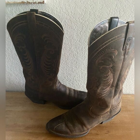 ARIAT Women’s Magnolia Western Boots Distressed Brown 7.5 B Rodeo Boho - Picture 1 of 16